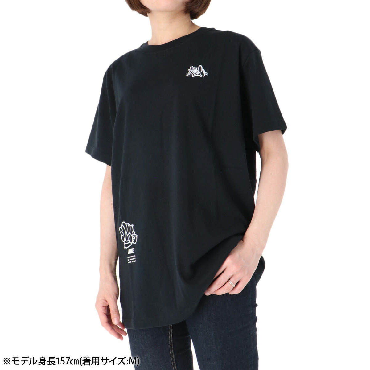 ナイキ 半袖 Tシャツ レディース ブランド NIKE ゆったり コットン100 綿100 バックプリント付き ビッグシルエット 体型カバー IV5486 010 黒 ブラック ウィメンズ かわいい 大きいサイズ 有 トップス ウォーキング