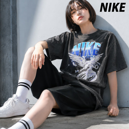 ナイキ 半袖 Tシャツ レディース ブランド NIKE コットン100 綿100 ヴィンテージ風 ゆったり ビッグシルエット 体型カバー IW1198 060 灰色 グレー 新作 ウィメンズ かわいい 大きいサイズ 有 トップス ウォーキング 