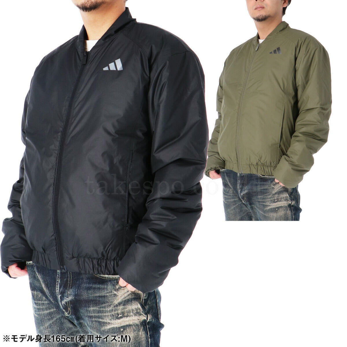 アディダス 中綿ジャケット メンズ エッセンシャルズ ブラック カーキグリーン JYE53