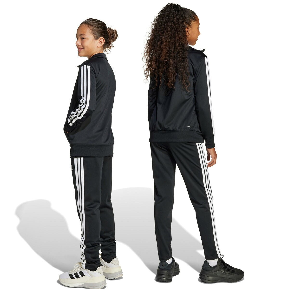 アディダス ジャージ上下 エッセンシャルズ ジャージ 上下 セットアップ ジュニア ブランド adidas トラックスーツ フルジップ 3ストライプス スリーストライプス 裏トリコット起毛 速乾 吸水 吸汗 ドライ 黒