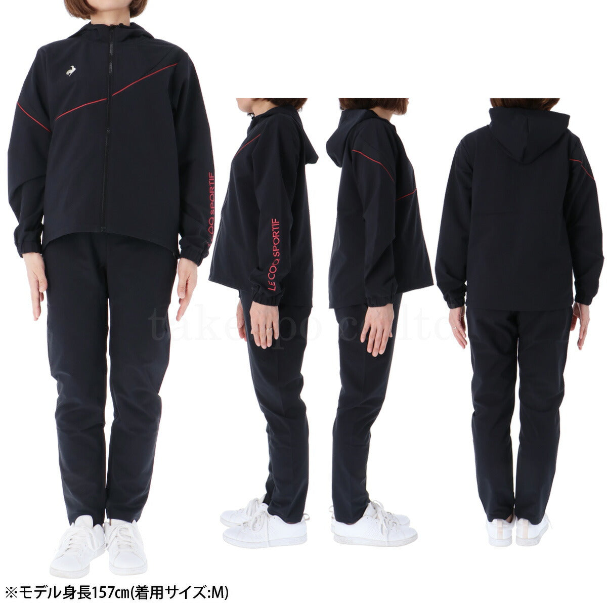 ルコック 薄手 ジャージ 上下 レディース ヒートナビクロス レッド ブルー ブラウン ブラック LT4FJK21L