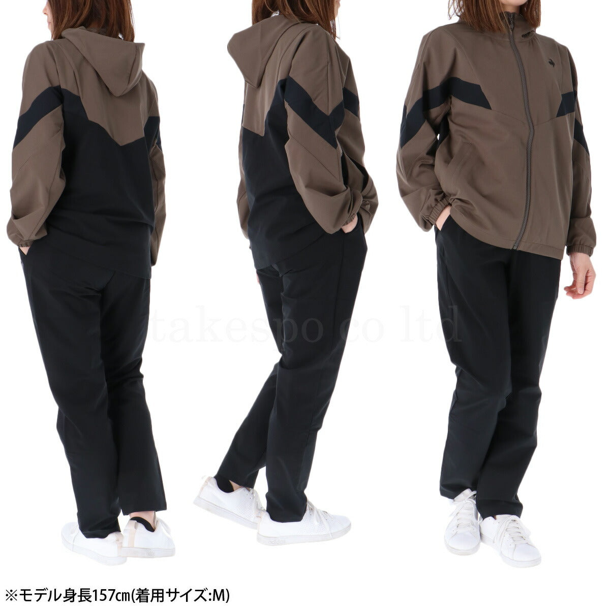 ルコック 薄手 ジャージ 上下 レディース ヒートナビクロス ブラウン ホワイト レッド LT5FJK21L