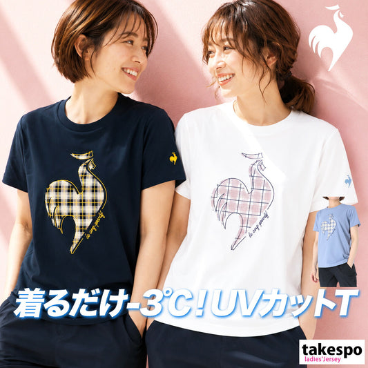 ルコック 半袖 吸汗 速乾 吸水 サンスクリーン Tシャツ レディース ブランド ドライ スポーツ le coq sportif クーリング UVカット 白 ストレッチ -3℃ LT6FHT01L ネイビー ホワイト ブルー