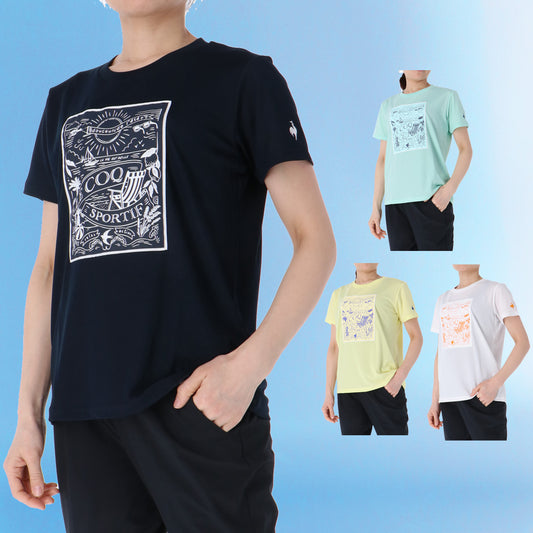 ルコック Tシャツ レディース ネイビー グリーン イエロー ホワイト LT6SHT06L