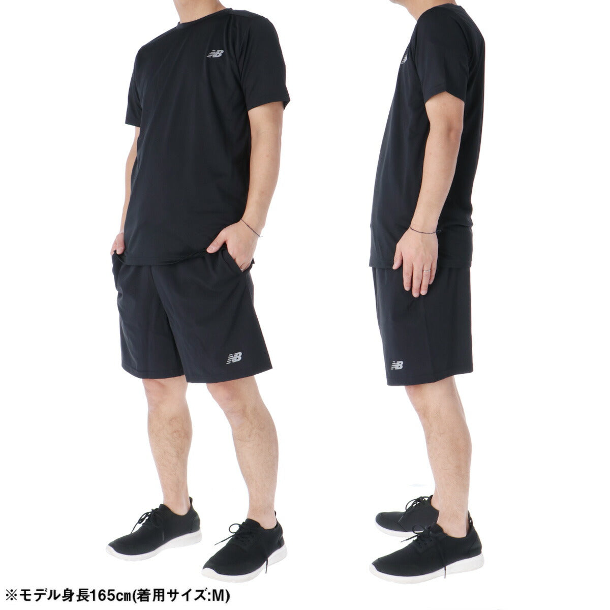 ニューバランス Tシャツ ハーフパンツ 上下 メンズ ブラック MT41222