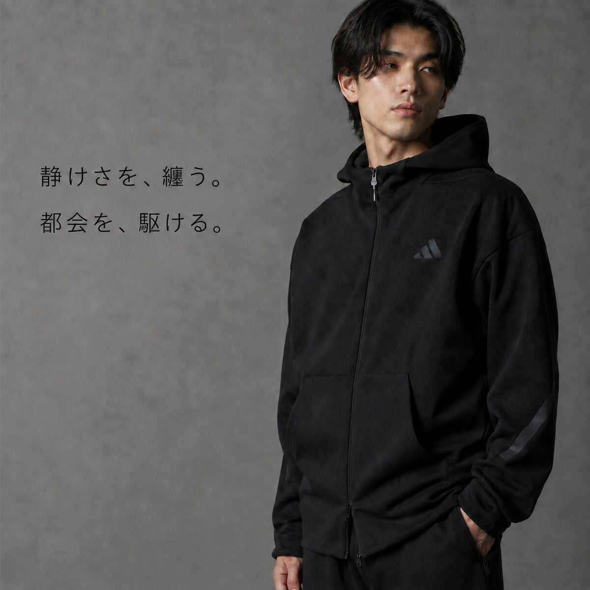 アディダス Z.N.E. スウェット 上下 セットアップ メンズ ブランド adidas フード付き フーディ フルジップ 黒 白 綿混 N2741 ブラック ホワイト グレー 新作 上下セット 大きいサイズ 有 スポーツウェア