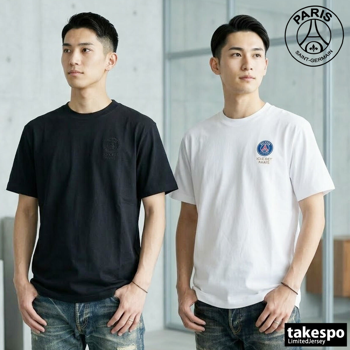 パリ・サンジェルマン Tシャツ メンズ ブラック ホワイト PS0126SS0004