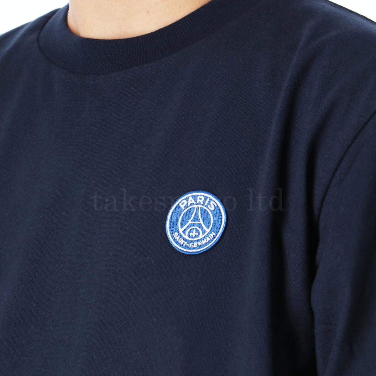 パリ・サンジェルマン Tシャツ メンズ EMB LOGO&PRINTSLEEVE ネイビー ホワイト PS0325S