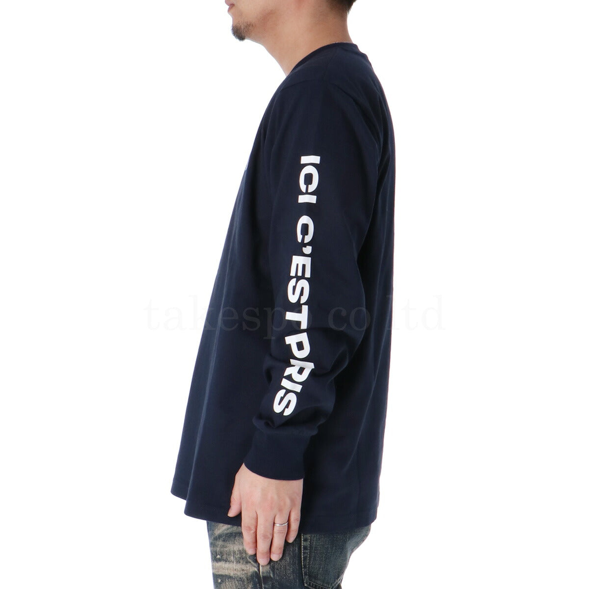 パリ・サンジェルマン Tシャツ メンズ EMB LOGO&PRINTSLEEVE ネイビー ホワイト PS0325S