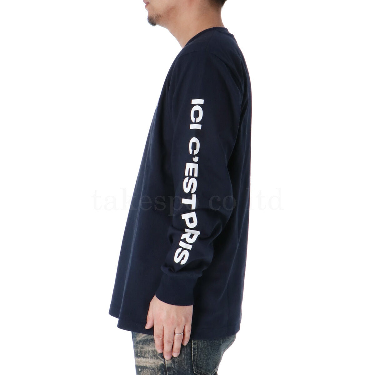パリ・サンジェルマン Tシャツ メンズ EMB LOGO&PRINTSLEEVE ネイビー ホワイト PS0325S