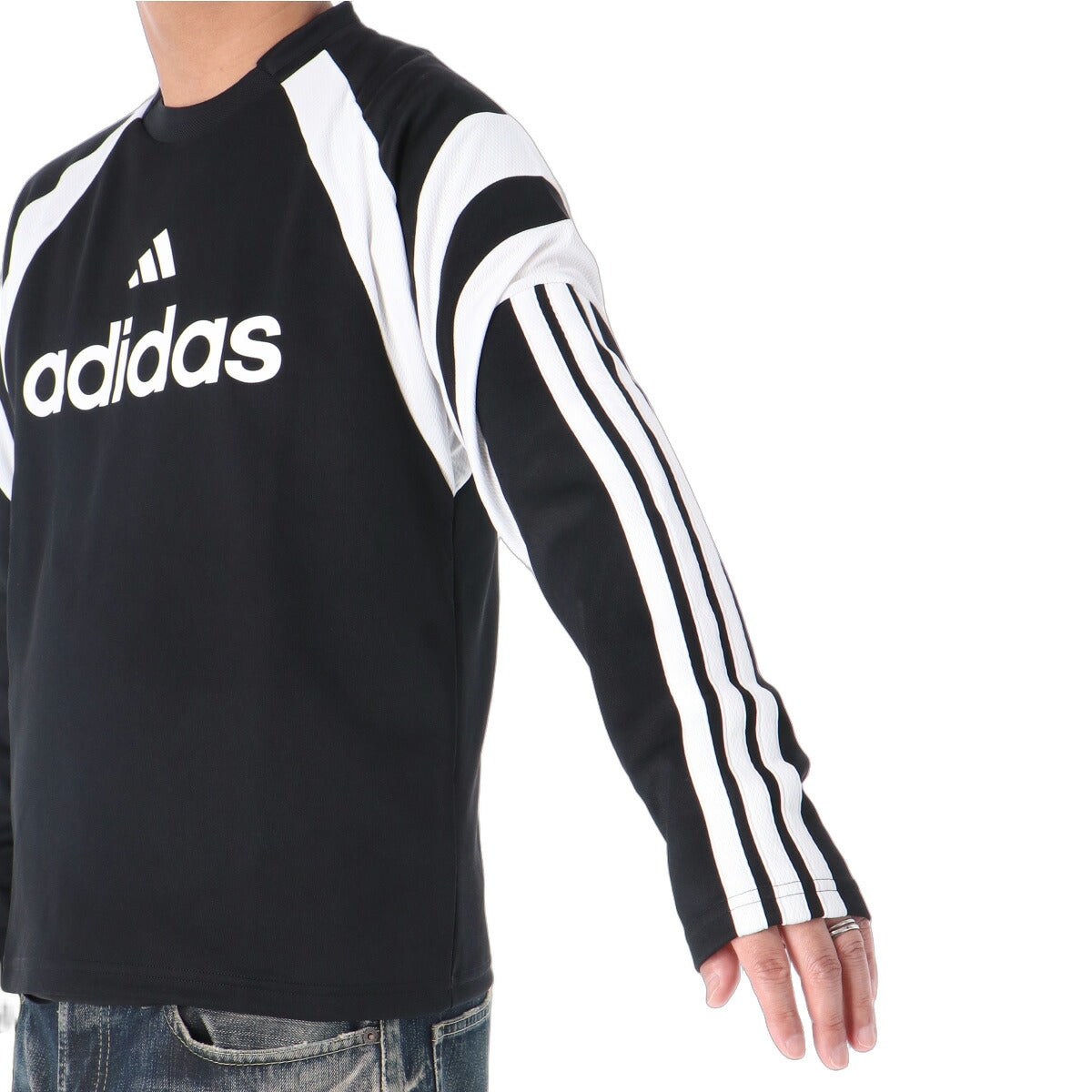 ロンT 長袖Tシャツ メンズ ブランド アディダス スポーツ Tシャツ ロンティー ロングTシャツ 長袖 adidas ティロ サッカー フットサル 3ストライプス スリーストライプス 黒 QA520 ブラック 新作 大きいサイズ