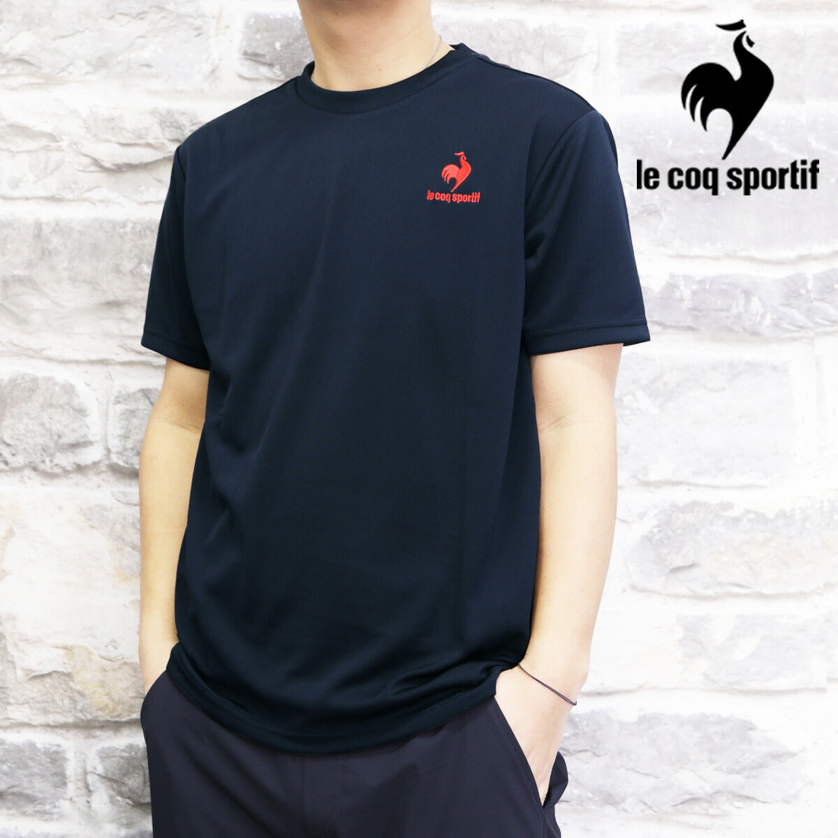 ルコック Tシャツ メンズ エコペットショートスリーブシャツ ブラック ネイビー ホワイト グレー ブルー QMMTJA30Z