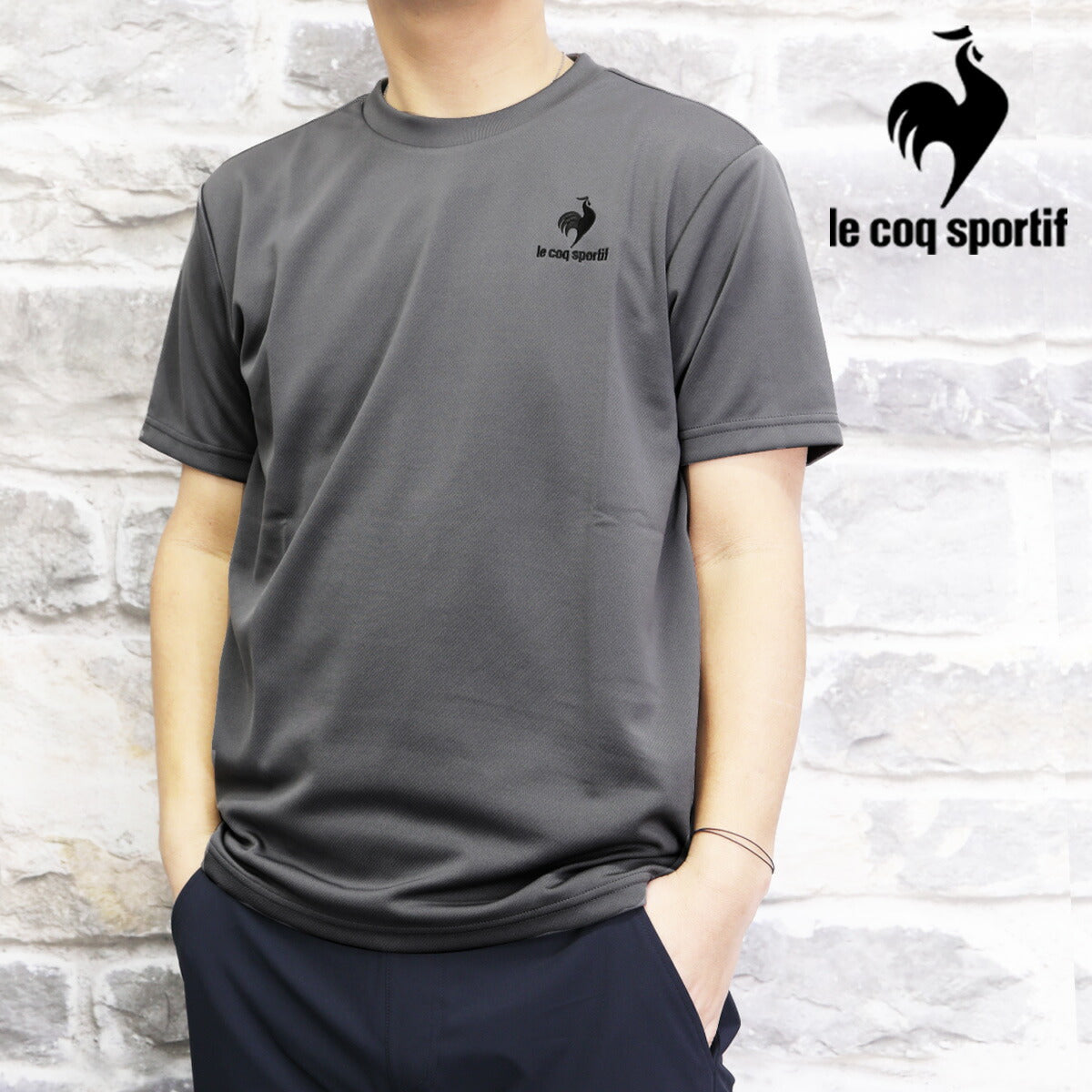 ルコック Tシャツ メンズ エコペットショートスリーブシャツ ブラック ネイビー ホワイト グレー ブルー QMMTJA30Z