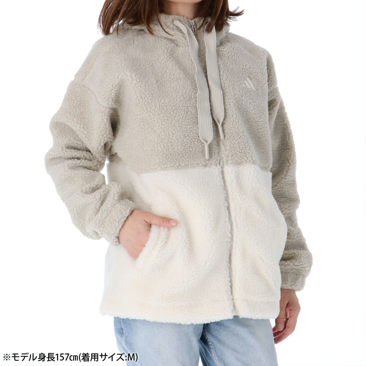 アディダス ボアジャケット レディース ボア ホワイト ブラック SH901