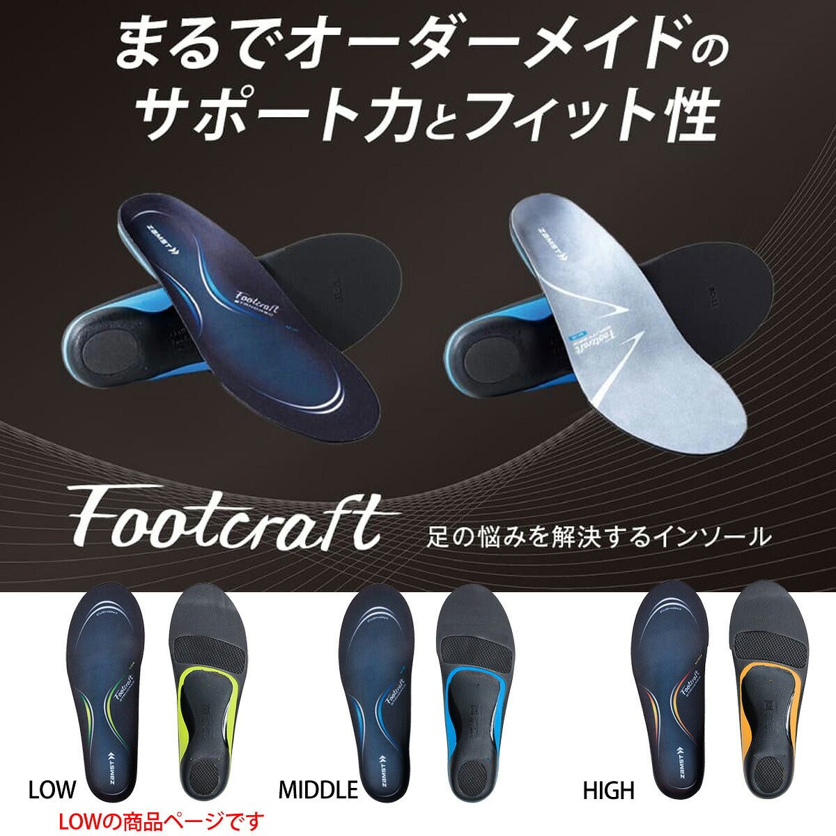 ザムスト インソール メンズ レディース フットクラフト スタンダード クッションプラス ロー グリーン STANDARDCLOW