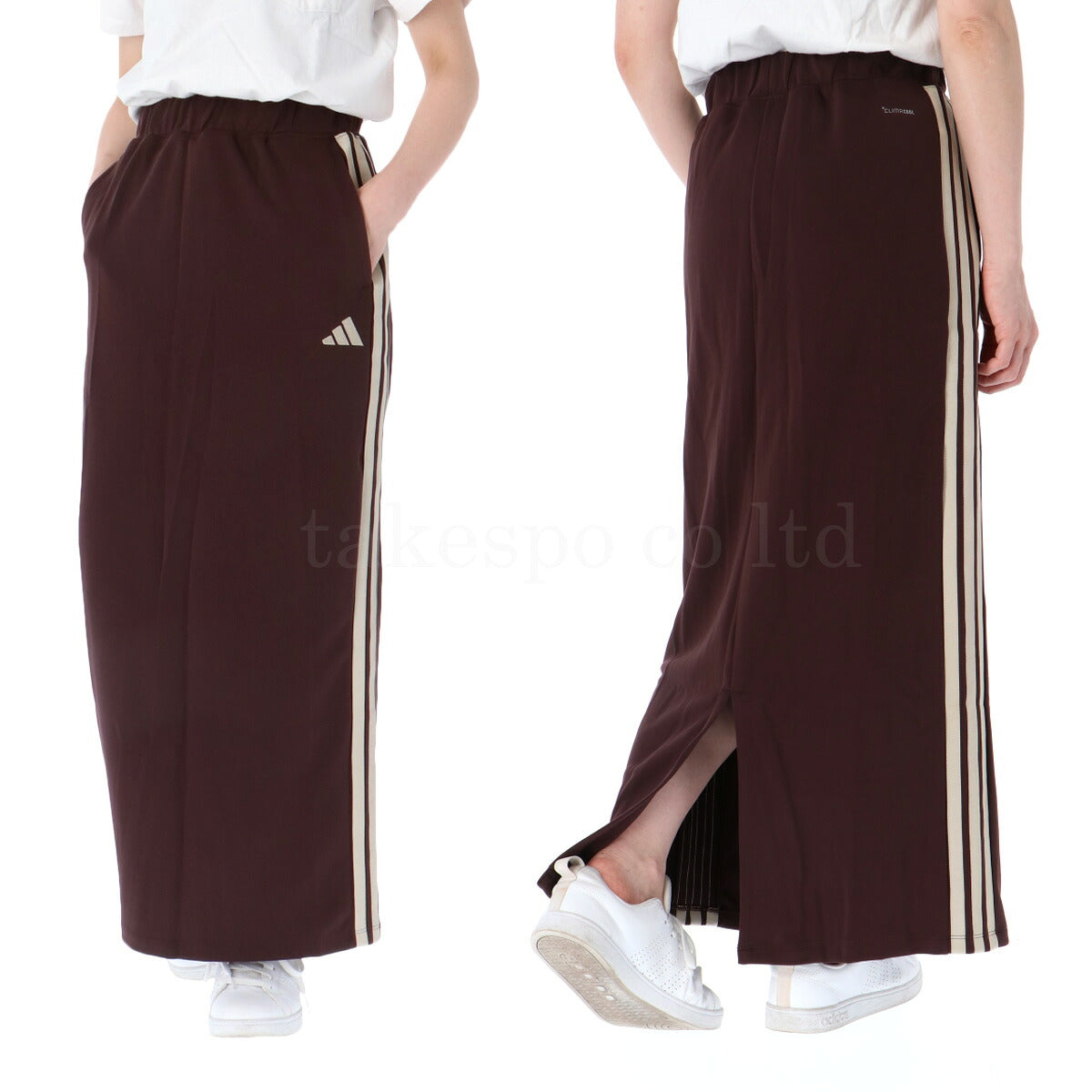 アディダス スリーストライプス スカート レディース ブランド adidas タイト ロングスカート 3ストライプス 速乾 吸水 吸汗 ドライ UVカット サイドライン SW799 ブラック ブラウン 新作 かわいい 大きいサイズ 有