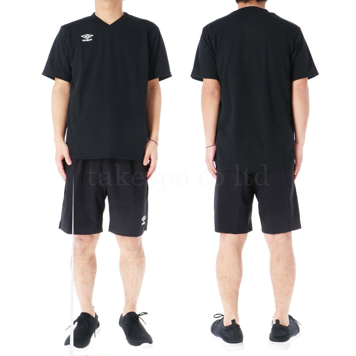 アンブロ ゲームシャツ(ワンポイント) ストレッチウーブンパンツ Tシャツ ハーフパンツ 上下 セットアップ メンズ ブランド umbro サッカー フットサル 半袖 吸汗 速乾 UVカット UAS6307 ブラック 上下セット