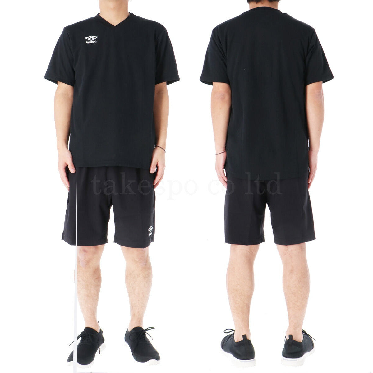アンブロ Tシャツ ハーフパンツ 上下 メンズ ゲームシャツ(ワンポイント) ストレッチウーブンパンツ ブラック UAS6307