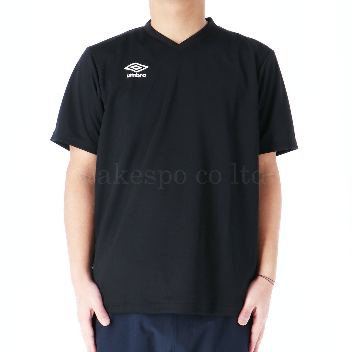 アンブロ ゲームシャツ(ワンポイント) ストレッチウーブンパンツ Tシャツ ハーフパンツ 上下 セットアップ メンズ ブランド umbro サッカー フットサル 半袖 吸汗 速乾 UVカット UAS6307 ブラック 上下セット