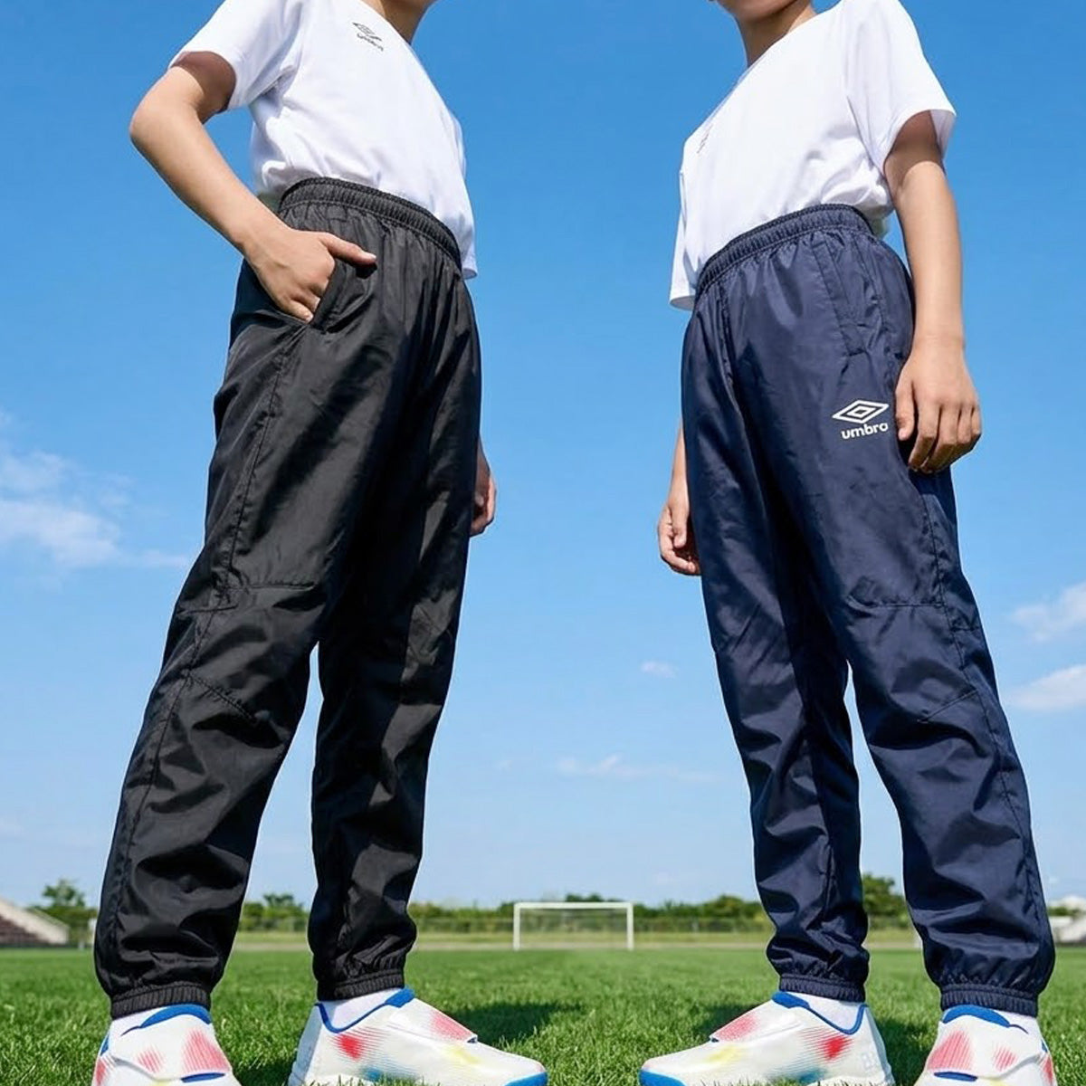 アンブロ ウィンドパンツ チーム ロングパンツ ジュニア ブランド ウィンド 下 umbro ピステパンツ 防風 はっ水 撥水 黒 サッカー フットサル UF5FPZ01JA ブラック ネイビー 男 女の子 キッズ スポーツウェア