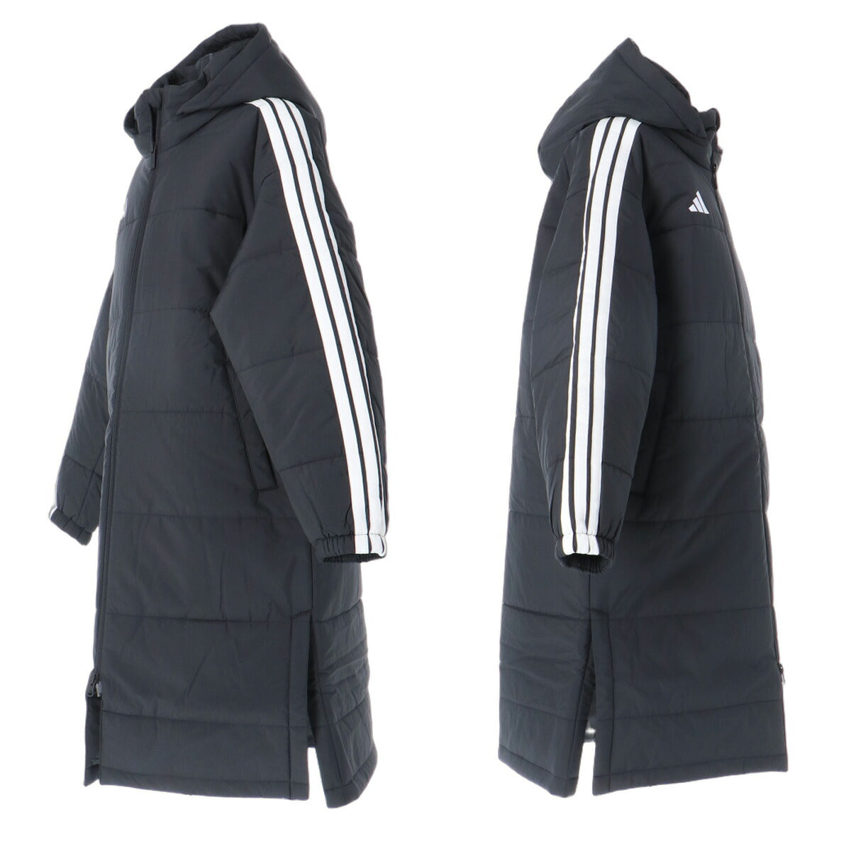 アディダス 63 KMH コート ジュニア ブランド adidas ベンチコート 中綿入り フルジップ ワンポイント 3ストライプス スリーストライプス 黒 保温 YY825 ブラック ネイビー 男 女の子 キッズ スポーツウェア